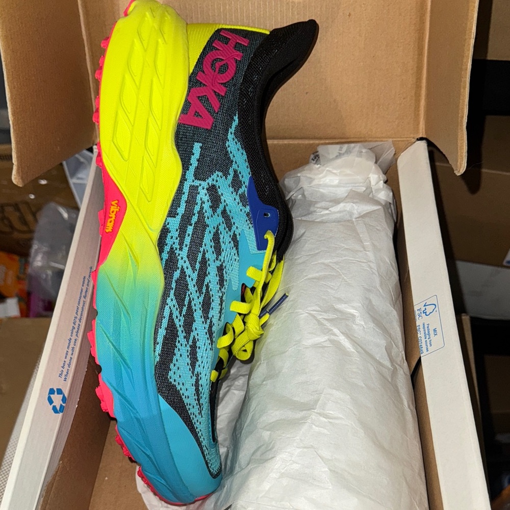 Hoka Vibrant Blue and Yellow Trail Shoes - Picture 3 of 4